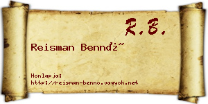 Reisman Bennó névjegykártya